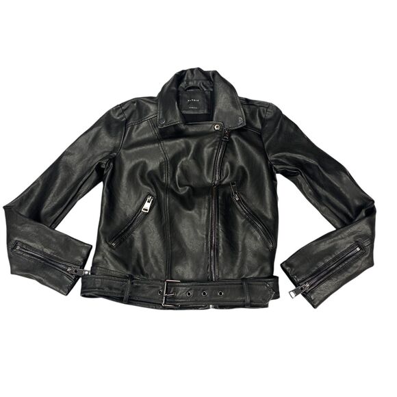 Elodie Nordstrom Womens Size XS Moto Jacket Black Faux Leather - Picture 4 of 16